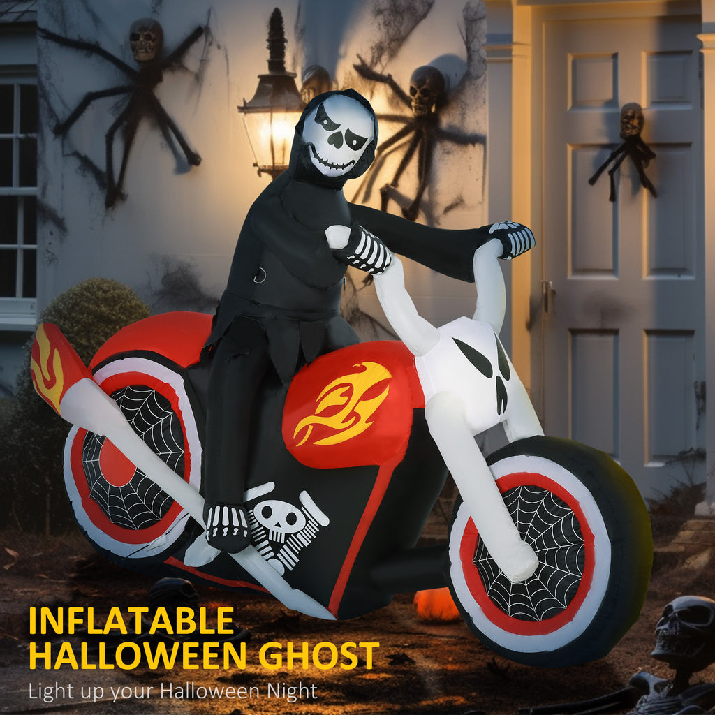 HOMCOM 6' Halloween Inflatable Ghost Biker Decoration