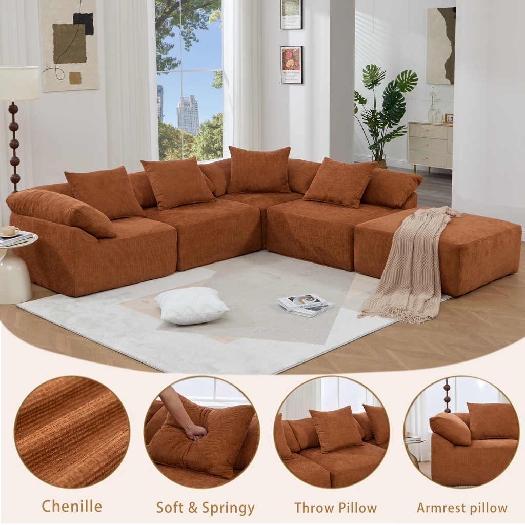 142" L Shaped Modular Sectional Sofa