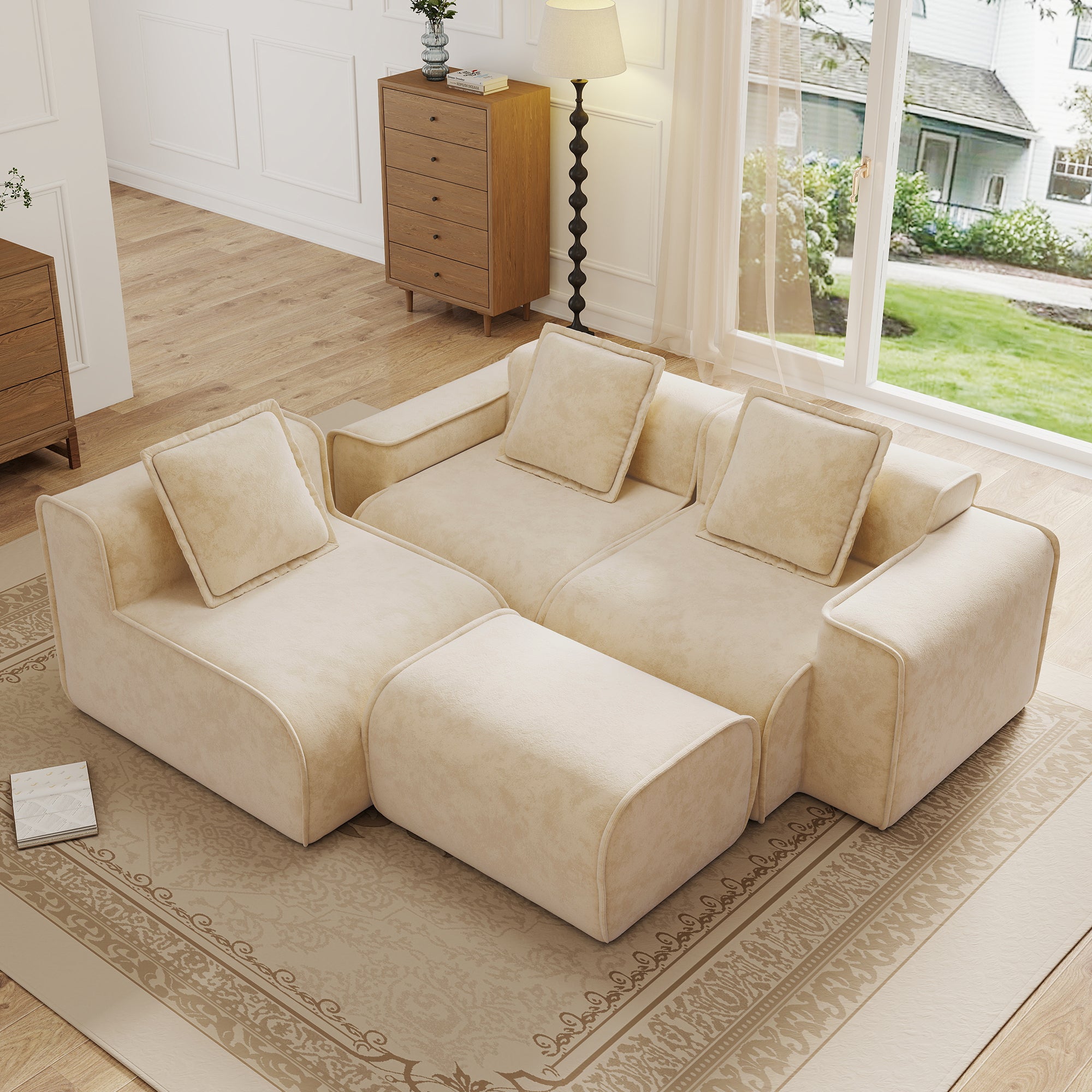 Streamlined Design Modular 3 Seat L Shape Sectional Sofa