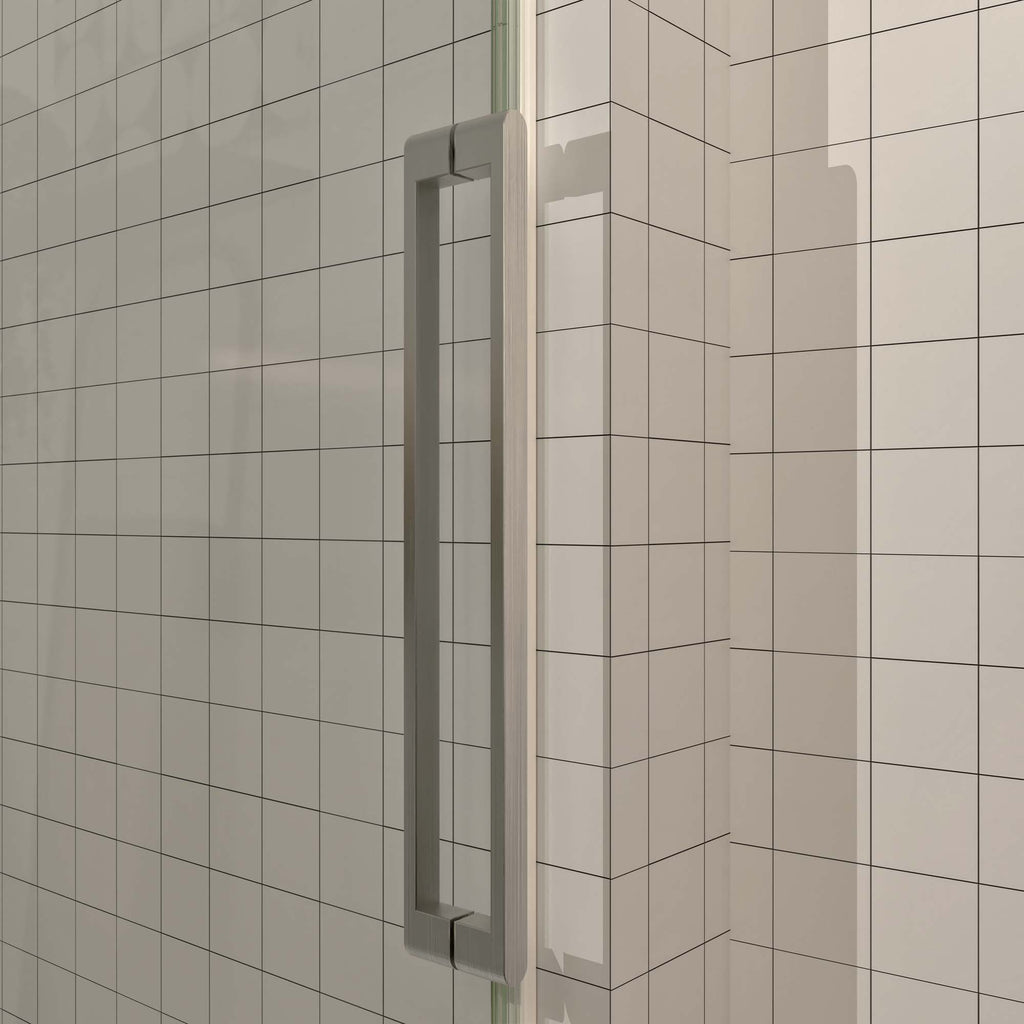 Frameless Sliding Shower Door, 56-60 Inch Width, 76 Inch Height, Brushed Nickel