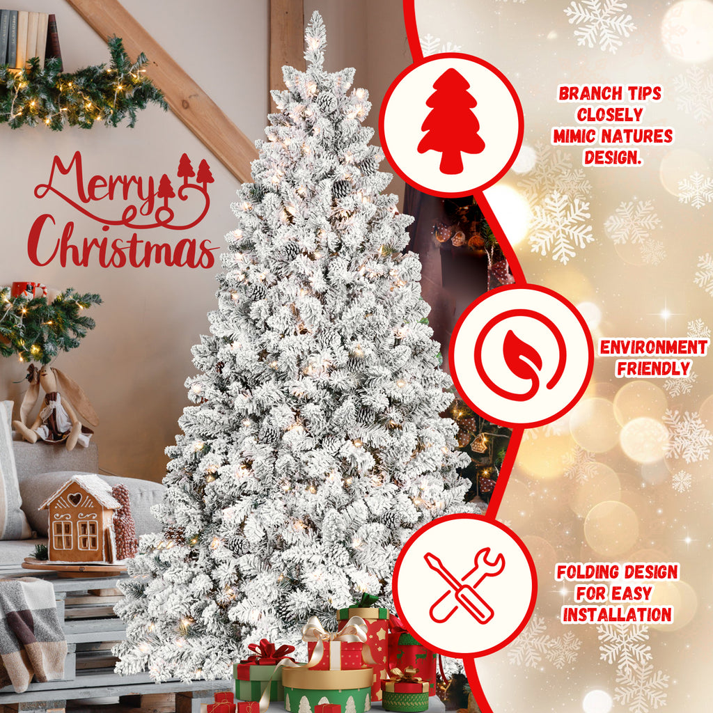 4.5FT Flocked Christmas Tree with 250 UL Lights