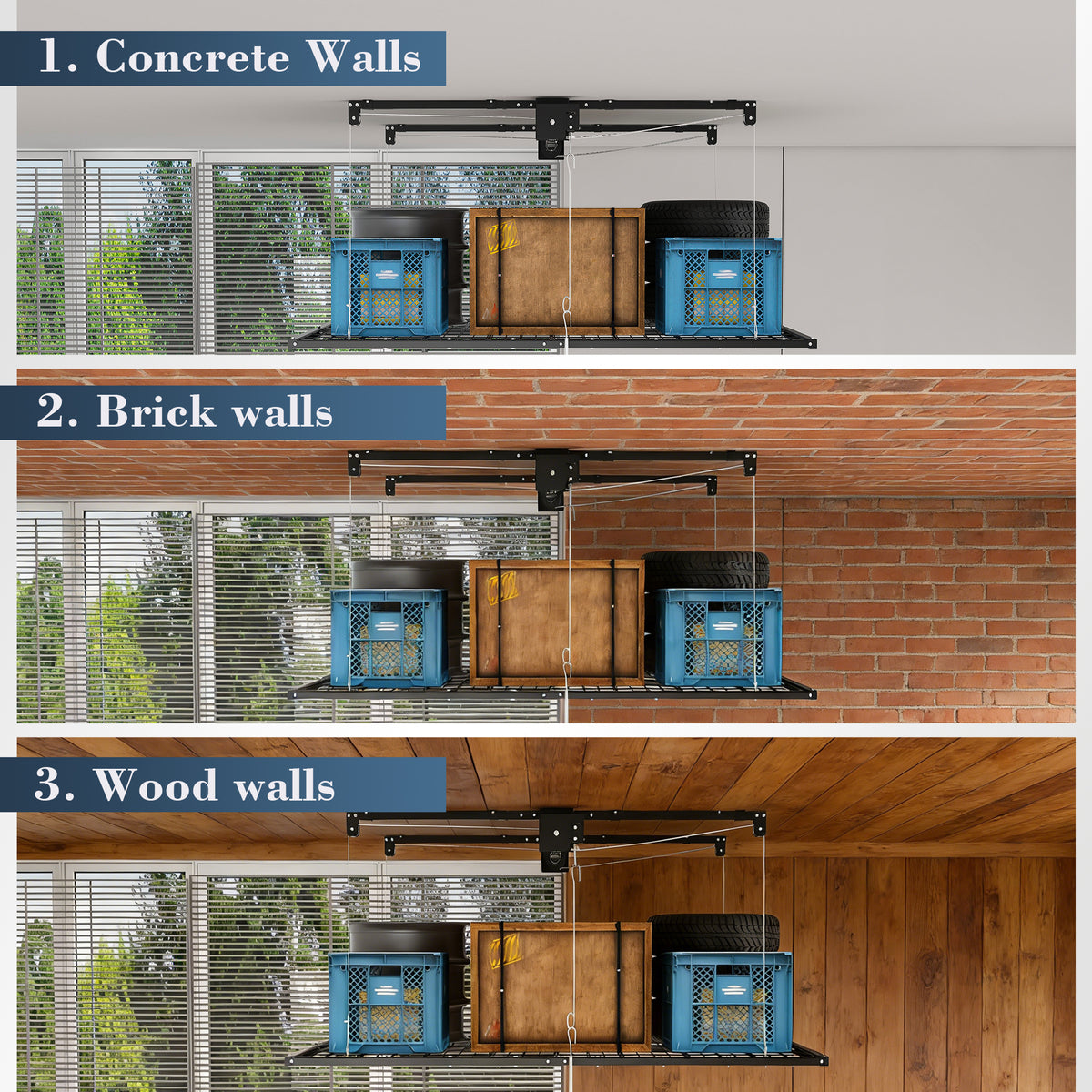 Overhead Garage Storage Rack 4x8 FT for High Ceilings