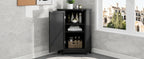 Black Triangle Corner Bathroom Cabinet with Adjustable Shelf