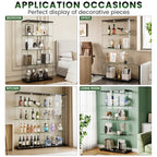 Glass Display Cabinet with 4-Shelf Double Doors and Lock