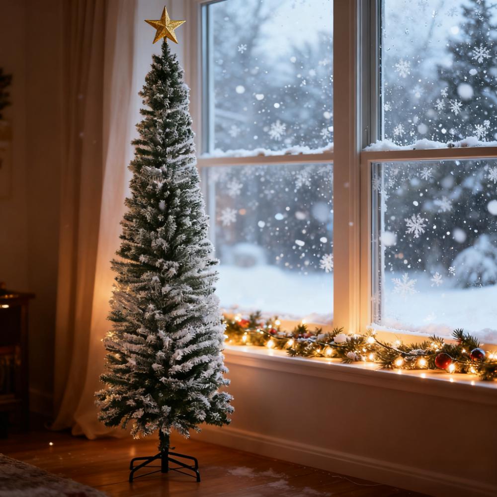 Flocked Christmas Tree with Faux Snow