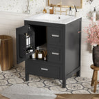 Modern 24-Inch Bathroom Vanity with Ceramic Sink