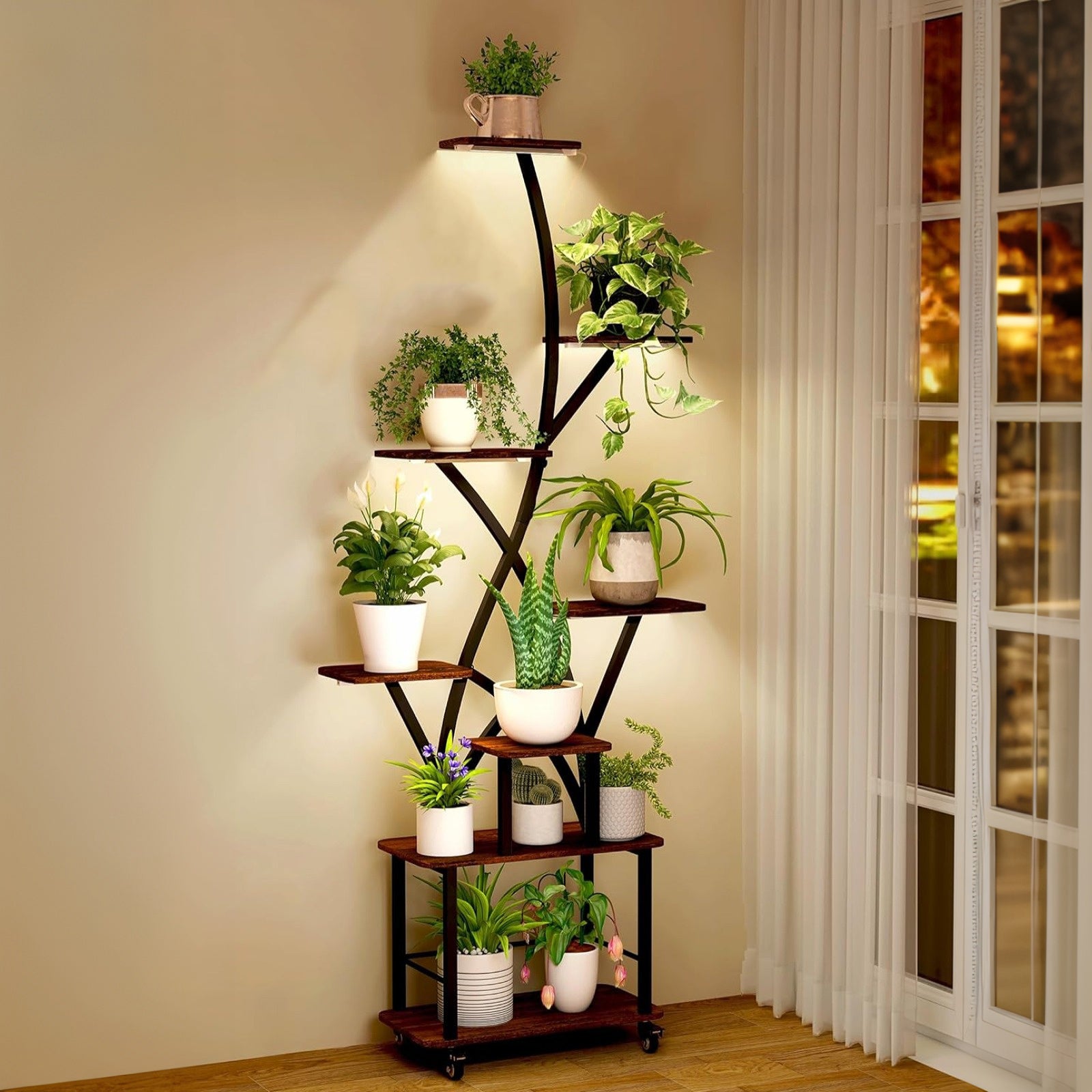 Plant Stand Indoor with Grow Light, 64" Tall, 8 Tiered Shelves
