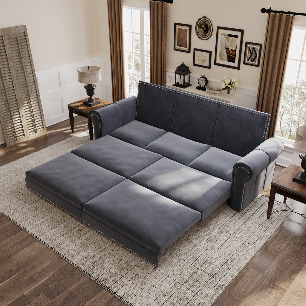 Chesterfield Velvet Convertible Sleeper Sofa