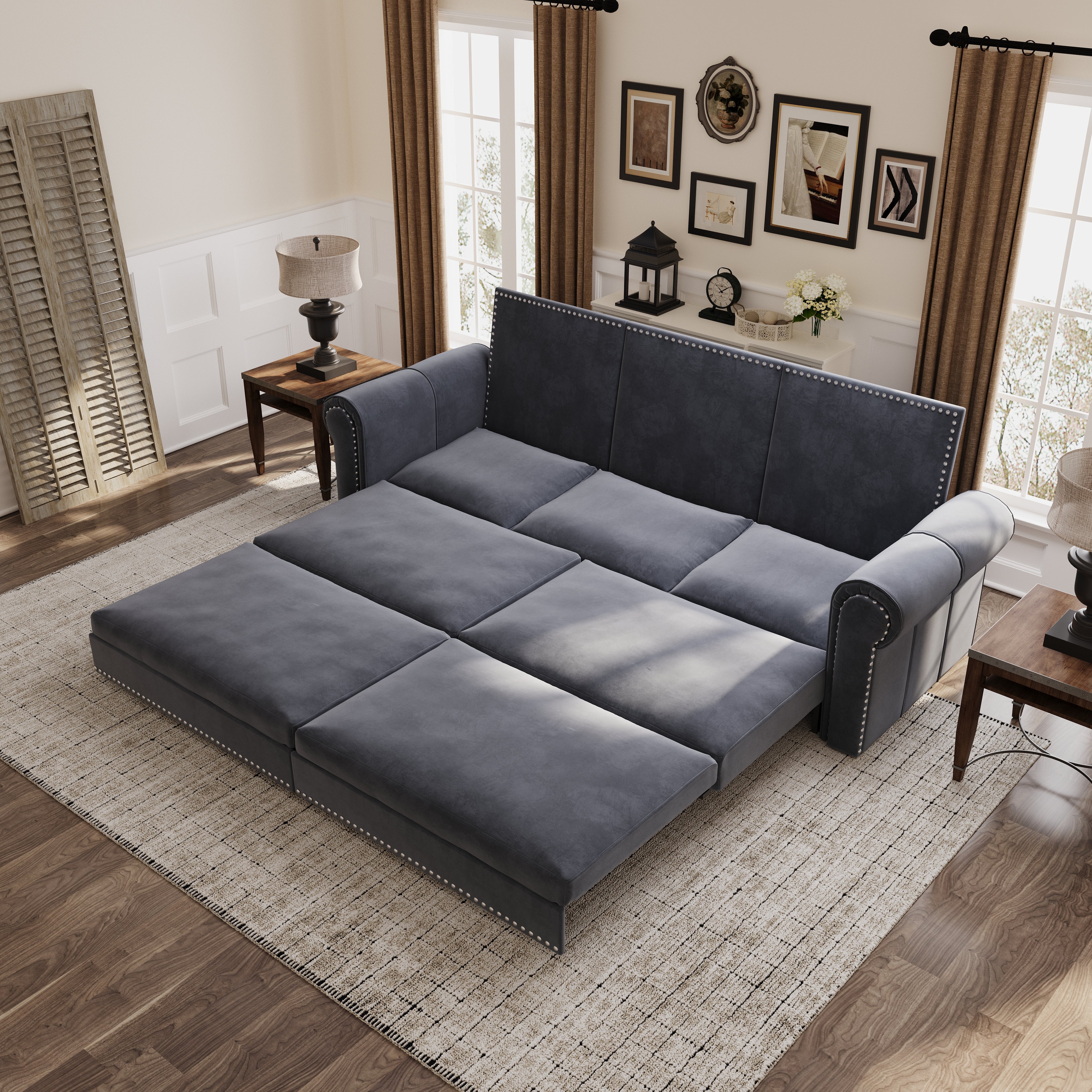 Chesterfield Velvet Convertible Sleeper Sofa
