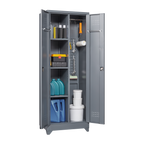 Broom Storage Cabinet With Locking Doors And Shelves