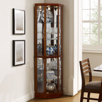 6 Shelf Lighted Corner Curio Cabinet with Adjustable Tempered Glass Shelves
