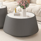 Light Sintered Stone Top Cup Shape Leather Coffee Table