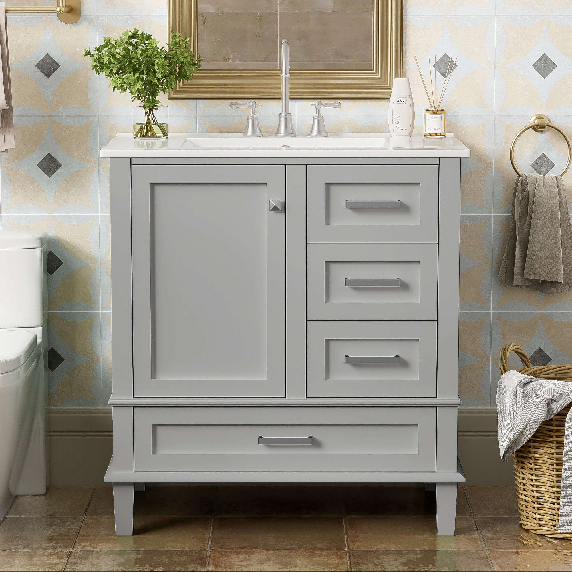 30" Modern Bathroom Vanity with Sink Combo Set