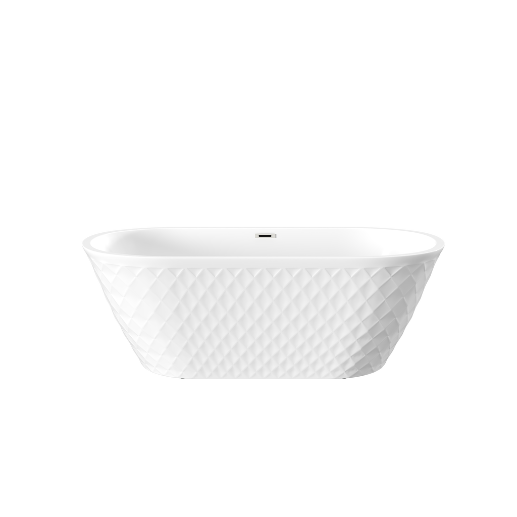 59" Acrylic Freestanding Bathtub with Unique Diamond Pattern Design