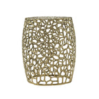 Aluminum Drum End Table with Intricate Design – Gold