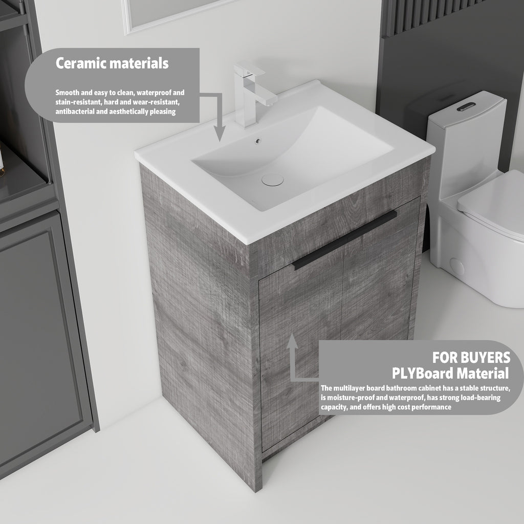 24 Inch Freestanding Bathroom Vanity with Sink
