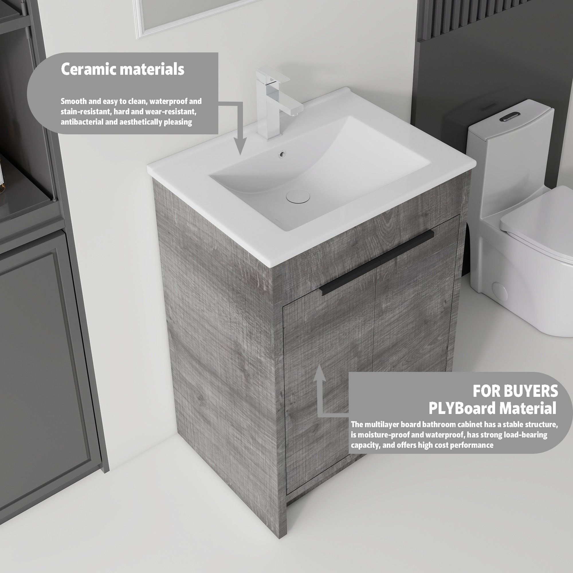24 Inch Freestanding Bathroom Vanity with Sink