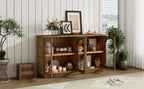 TREXM 4-Door Large Storage Buffet Cabinet with Glass Doors