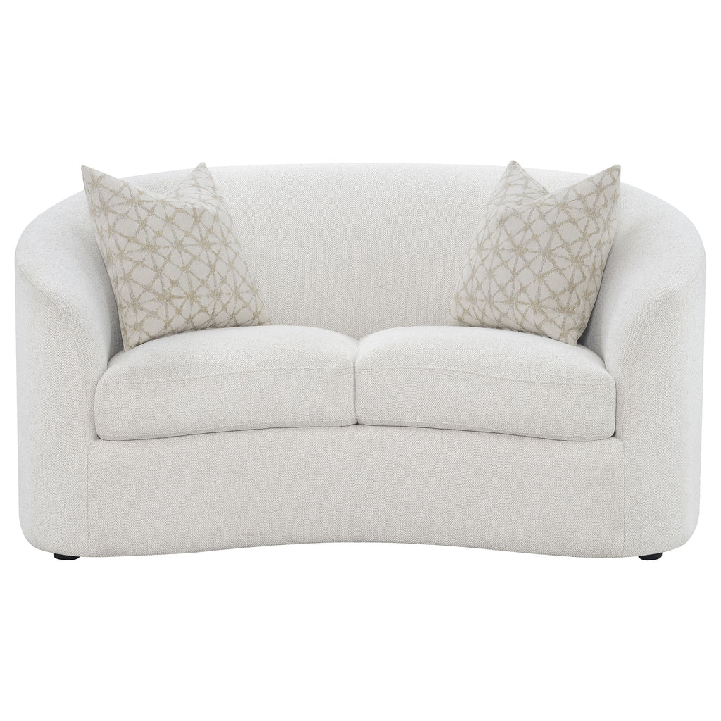 Rory Latte Sloped Arms Loveseat with Pillows
