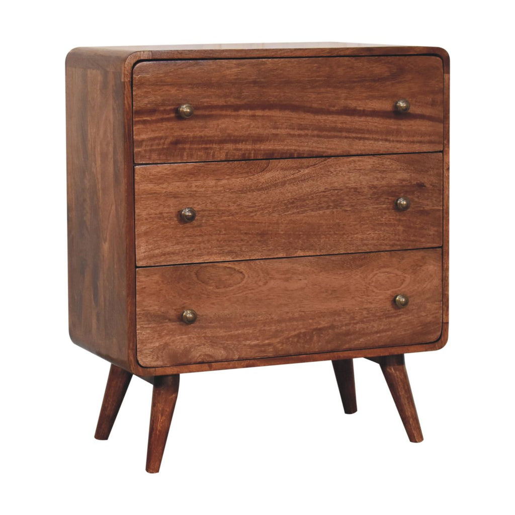 Solid Wood Curved Honey Chest of Drawers