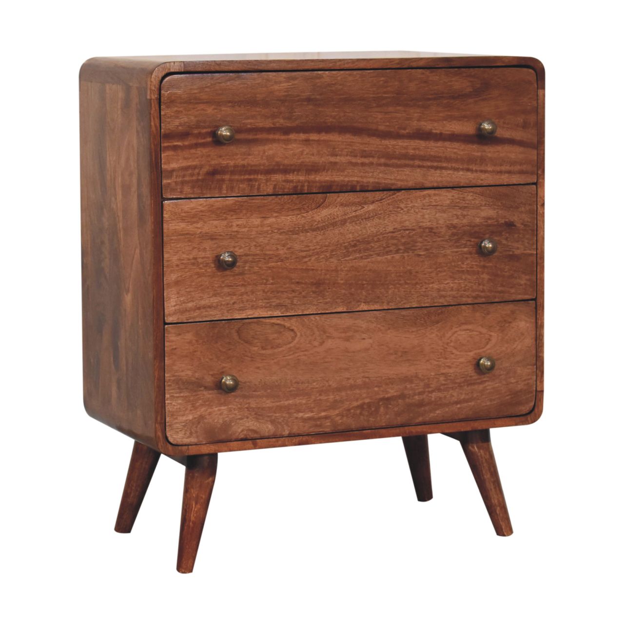 Solid Wood Curved Honey Chest of Drawers