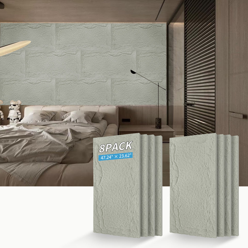 3D Faux Stone Wall Panels - 8 PCS PU Wainscoting Panel
