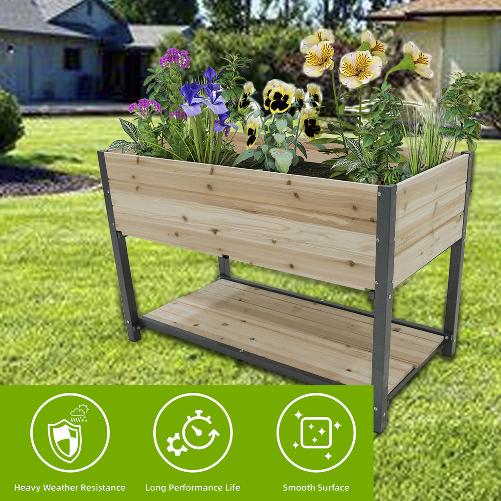 45" Iron-Wood Combined Growing Beds with Storage Racks