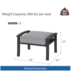 Set of 2 All-Weather 26” Width Metal Ottomans