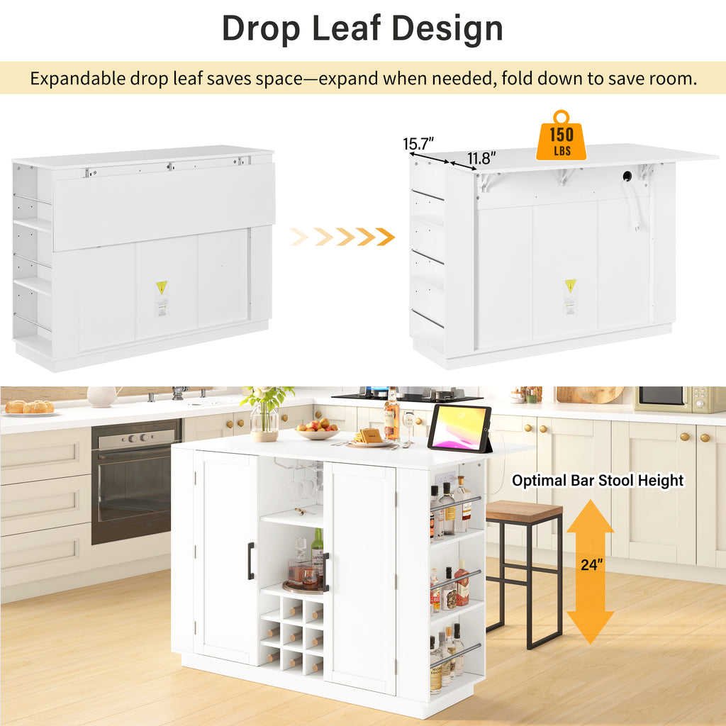 U-Style 47.2" Counter Height Table with Foldable Top
