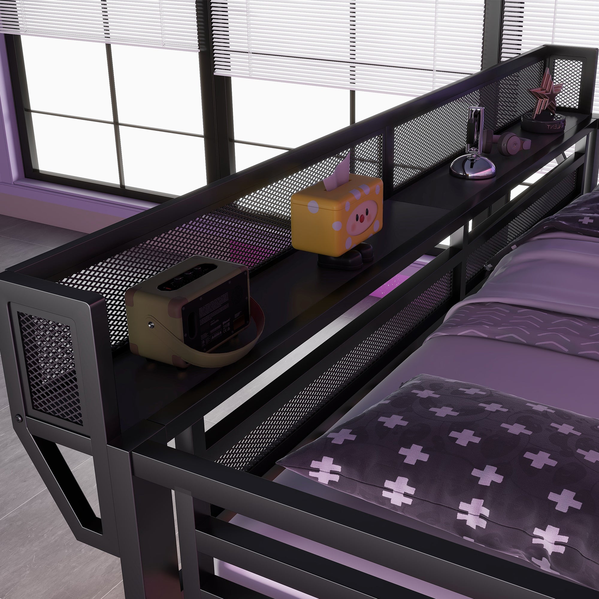 Full Loft Bed with Desk and Charging Station