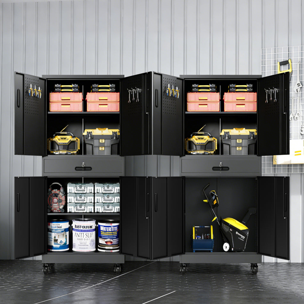 Metal Storage Cabinet with Drawer - Heavy Duty Garage Cabinet