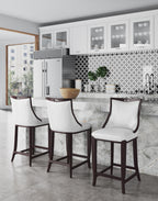 Emperor Wood Upholstered Barstool in Pearl