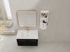 36 Inch Wall-Mounted Bathroom Vanity with Sink and Storage Rack