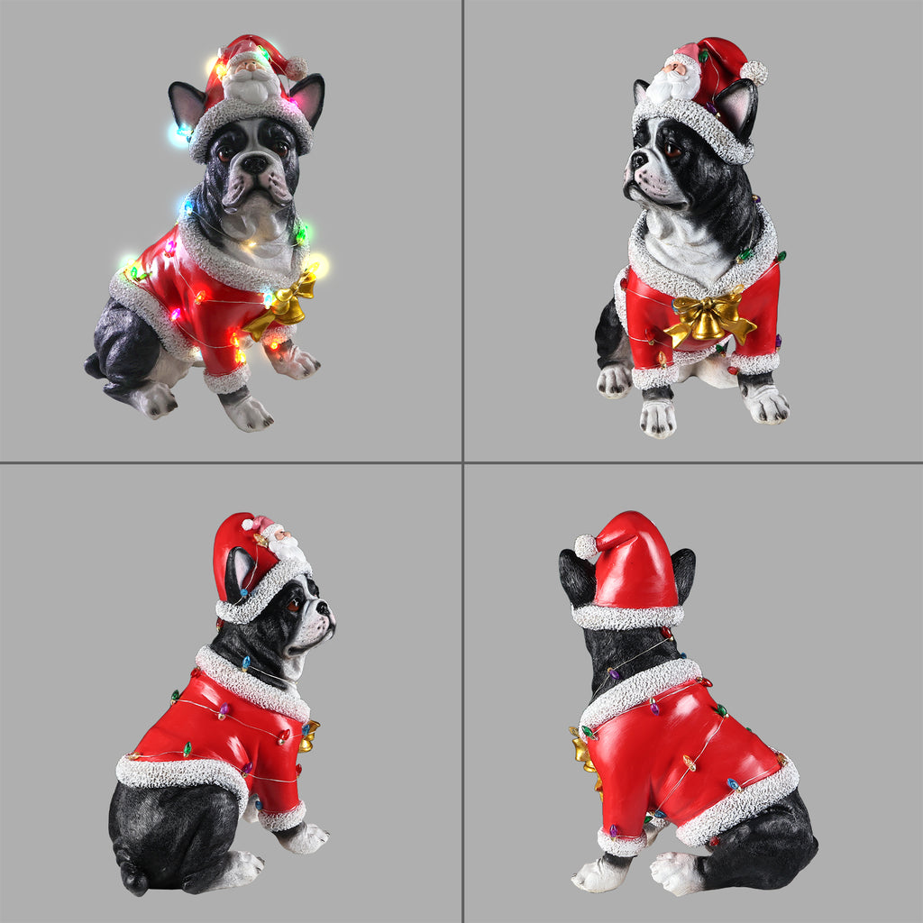 Christmas French Bulldog Statue