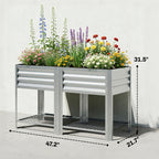 Outsunny Galvanized Steel Raised Garden Bed with Storage Shelf