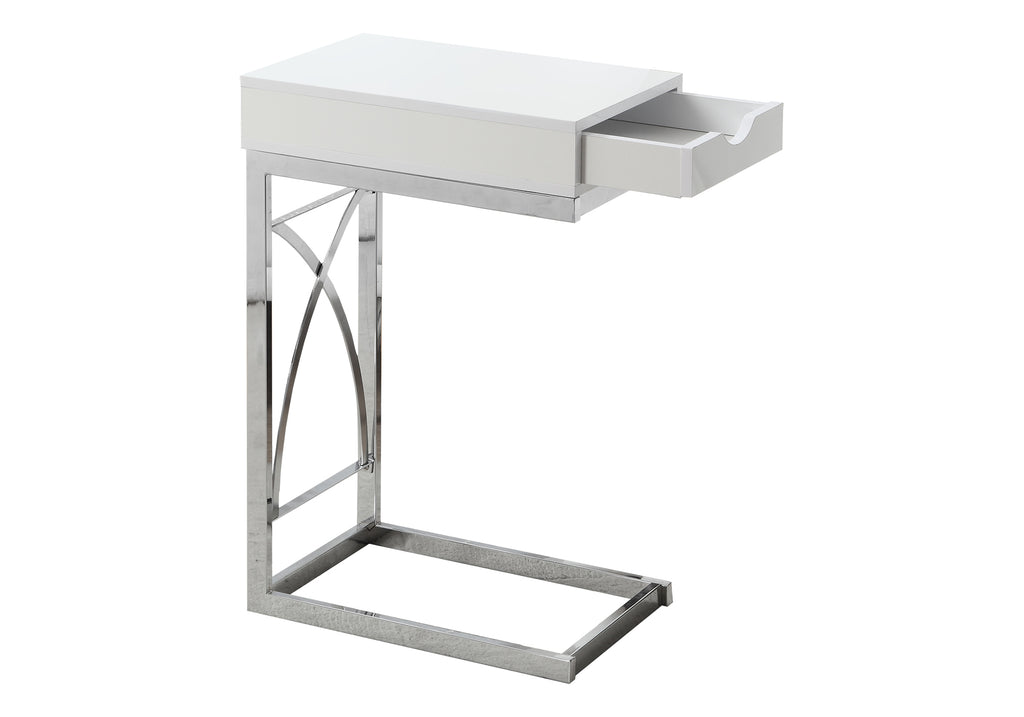 C-Shaped Accent Table with Storage Drawer