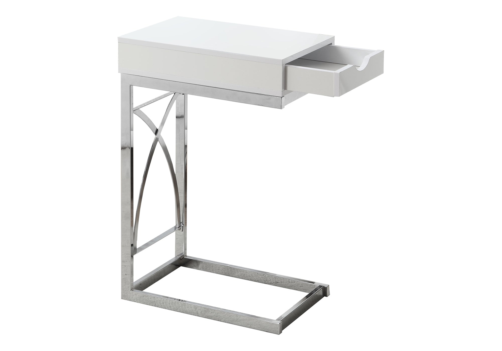 C-Shaped Accent Table with Storage Drawer