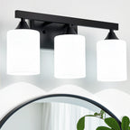 3-Light Matte Black Bathroom Vanity Light
