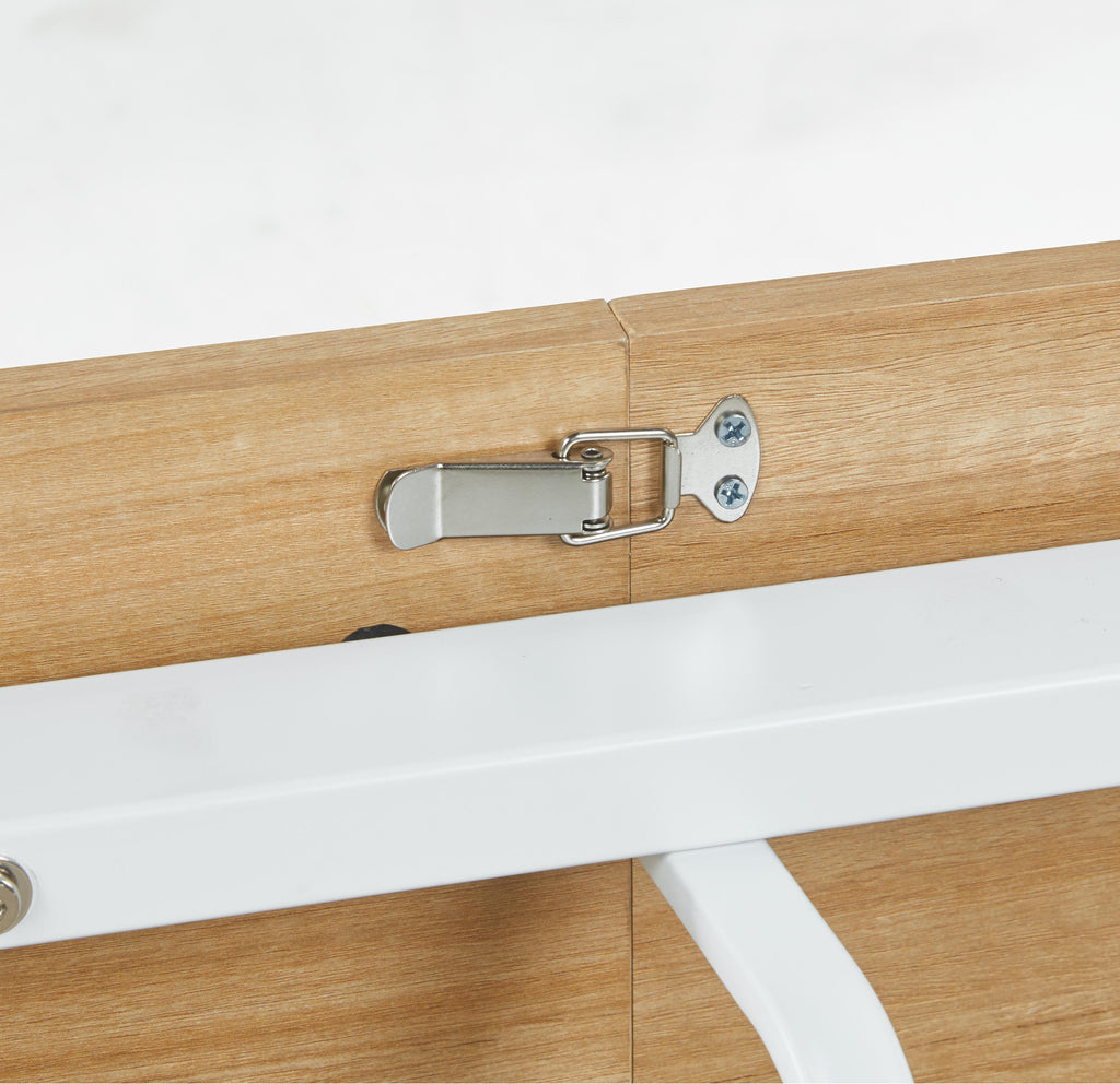 Oak Color Square Extendable Dining Table with Metal Leg