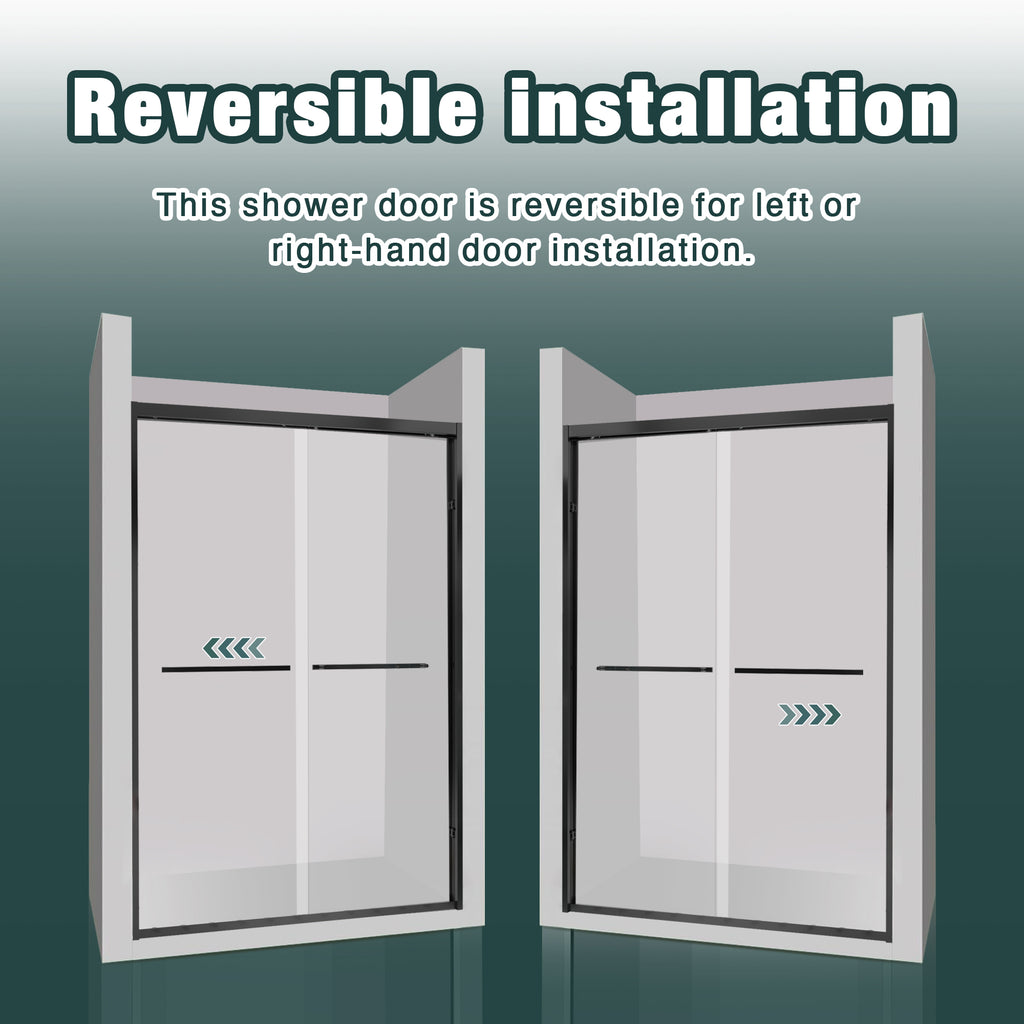 56-60"x74" Aluminum Frame Double Sliding Shower Door