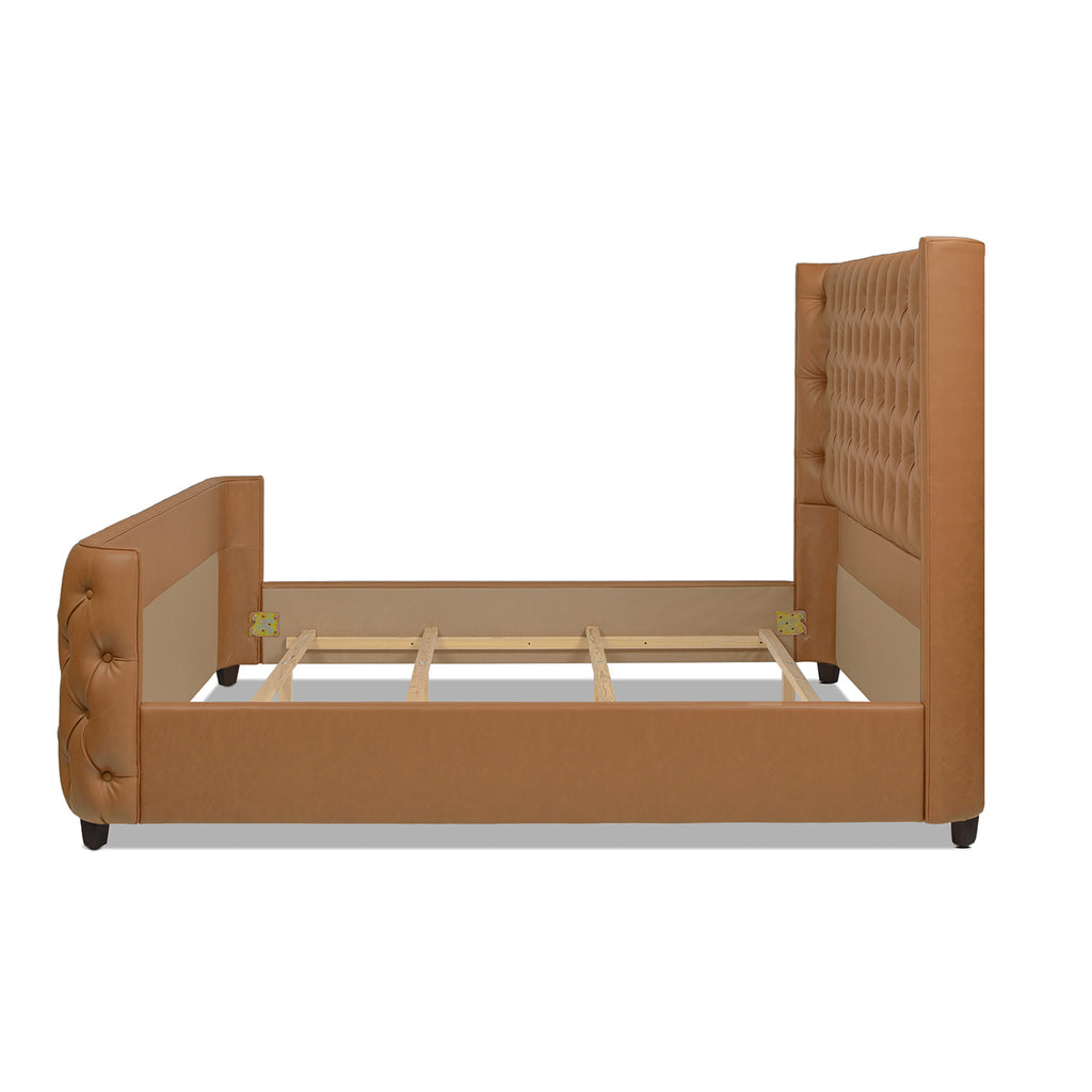 Brooklyn King Tufted Panel Bed Headboard and Footboard Set, Tan Brown