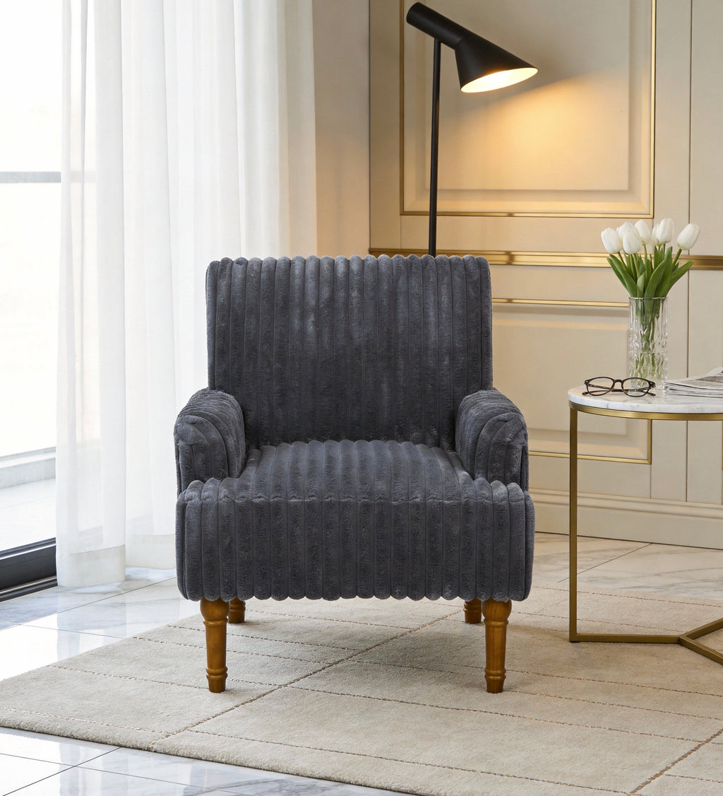 Modern Accent Chair with Solid Wood Legs