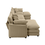 Corduroy Sofa - Modern Upholstered 4 Seater with Footstools