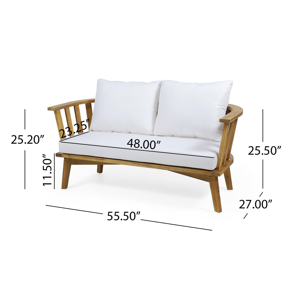 2-Person Outdoor Acacia Wood Patio Seating Group