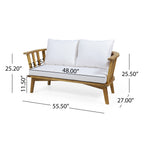 2-Person Outdoor Acacia Wood Patio Seating Group