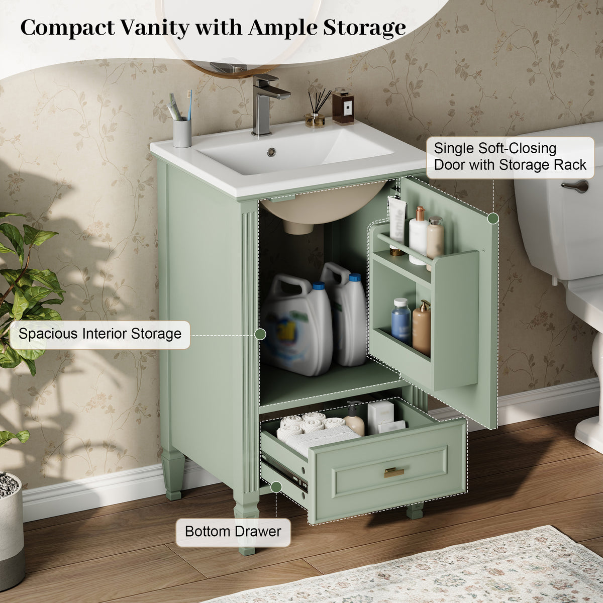 20" Bathroom Vanity with Ceramic Sink