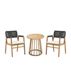 Outdoor 3-Pcs Acacia Wood Dining Set with Cushions