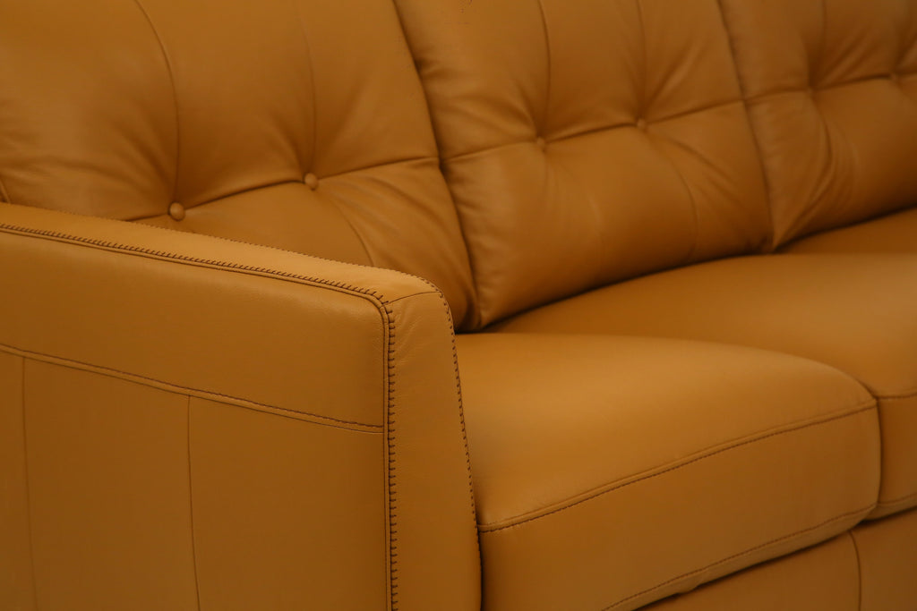 Radwan Camel Leather Sofa (Assembled)