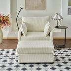 55" Oversized Chaise Lounge Chair Indoor with Ottoman and Storage