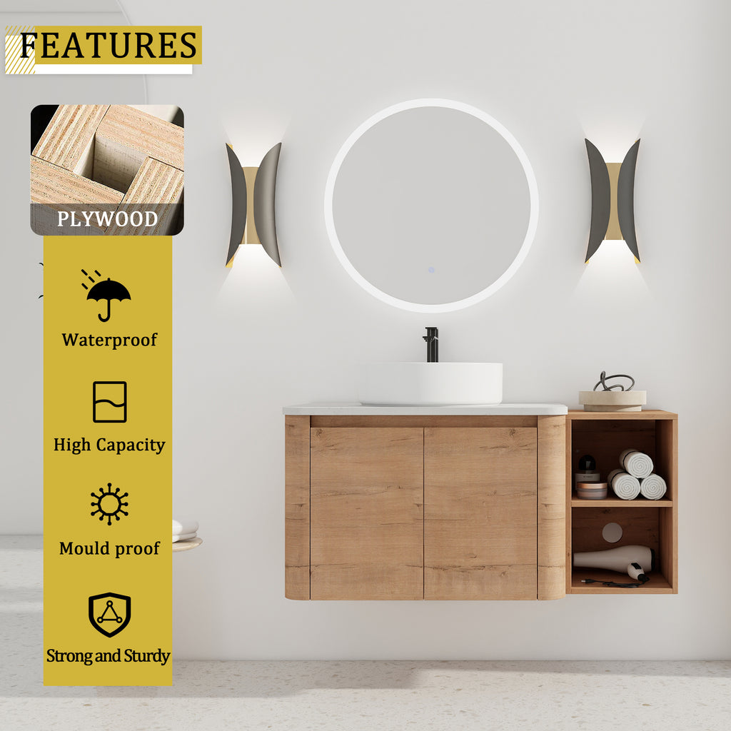 42'' Wall-Mounted Bathroom Vanity With Ceramic Art Sink